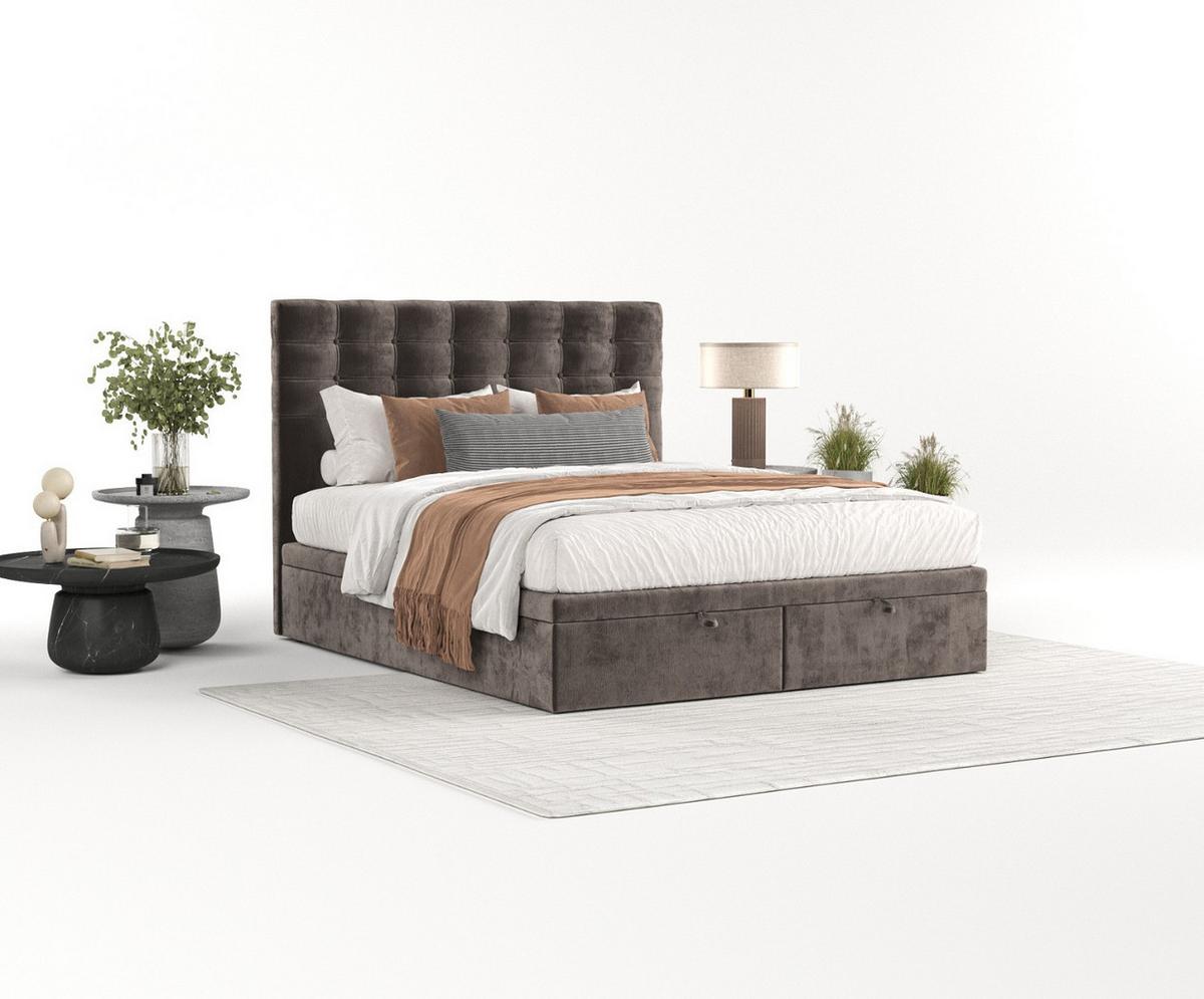 POLSTERBETT Callo mit Stauraum 120/200 cm Braun im Lotta Stoff - Schwarz/Braun, Holz/Holzwerkstoff (120/200cm) - AltaBeds