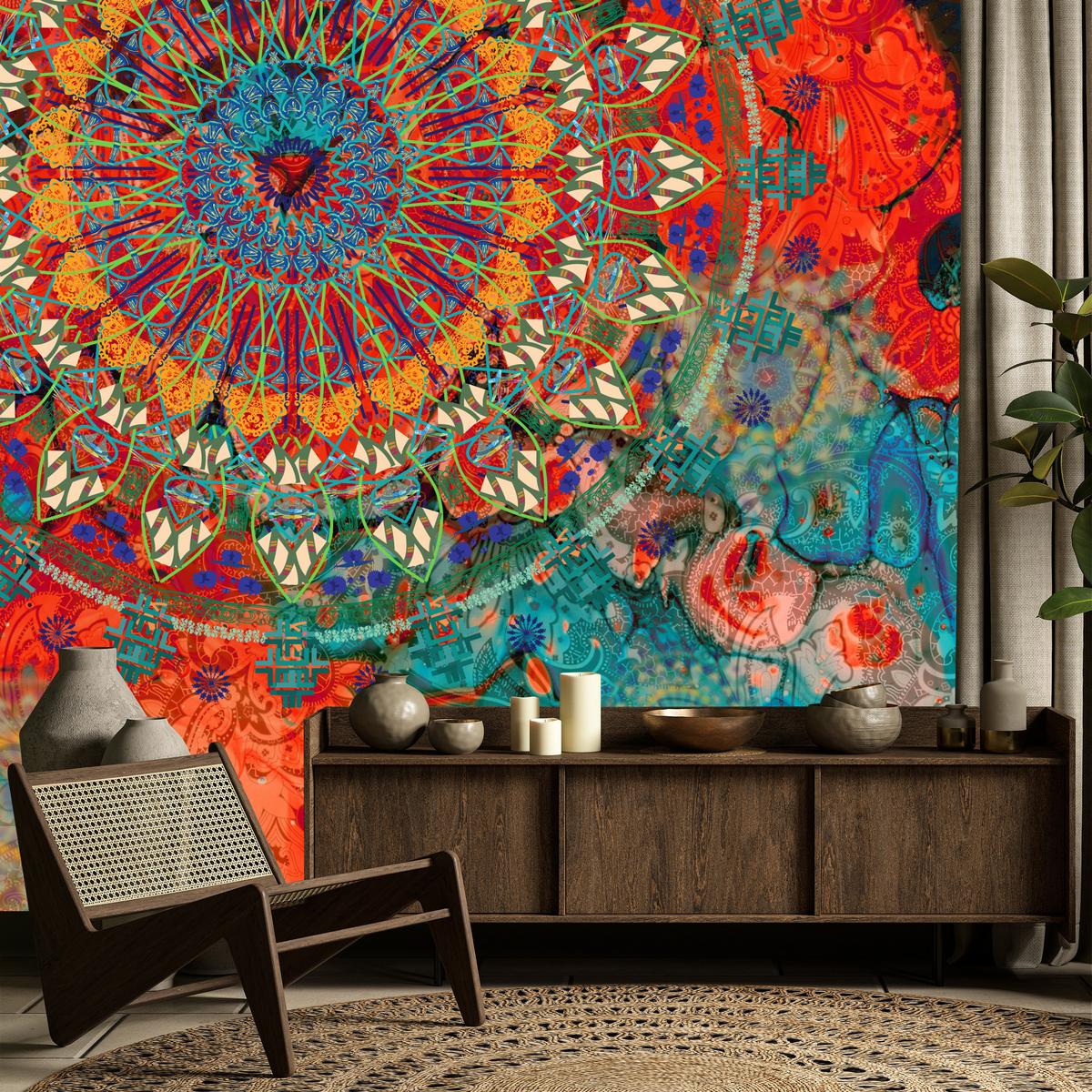 FOTOTAPETE für Wohnzimmer Farbenfrohe Mandalas Abstraktion Muster 350x256 - Multicolor, Papier (350/256cm) - Muralo