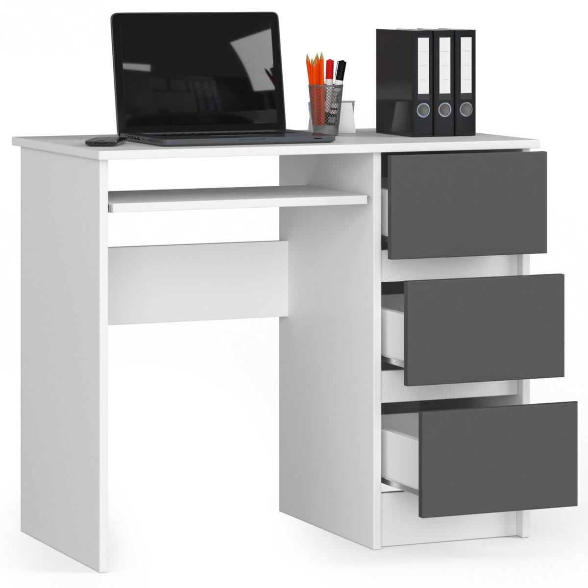 SCHREIBTISCH Weiß, Graphit Grau 77/90/50 - Weiß, Holzwerkstoff (135/60/77cm) - RAUMHIRSCH FURNITURE