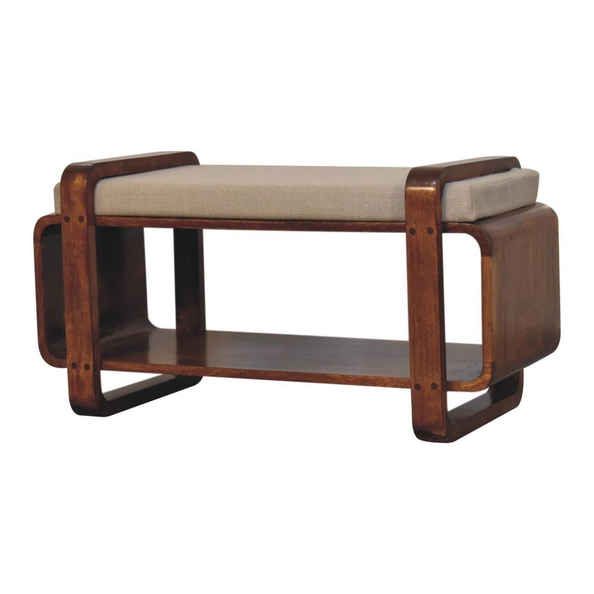 SITZBANK mit warmem Kastanien-Finish und offenem Stauraum - Braun, Holz (80/42/40cm) - Artisan Furniture