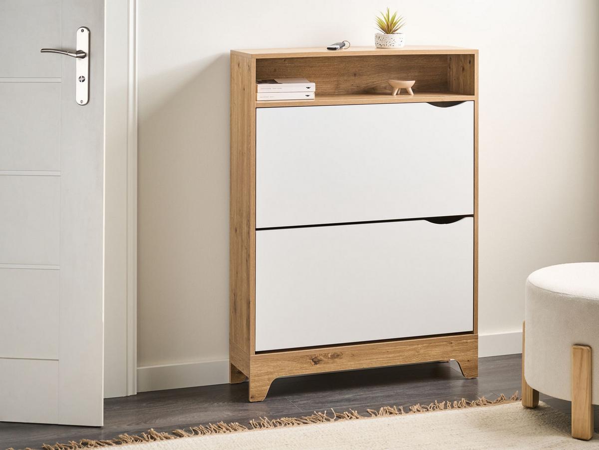 SCHUHSCHRANK Hellbraun Gatton - Hellbraun/Braun, Holzwerkstoff (80/111/24cm) - Beliani