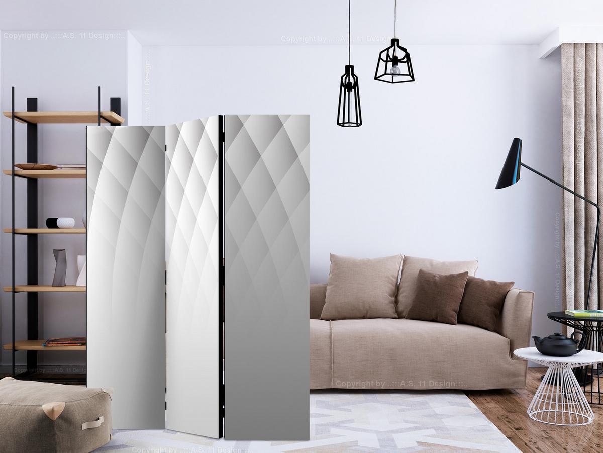 PARAVENT Einseitig Bedruckter 3-tlg 135x172 cm Lichtstruktur Abstraktion - Weiß, Holz/Textil (135/172/3cm) - Muralo