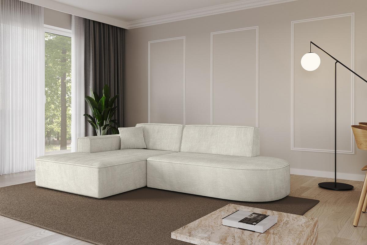 ECKSOFA Ottomane Links IREA-L1-v4 - 232x165x77 cm Creme - Ecru/Creme, Holzwerkstoff/Textil (232/165cm) - ALTDECOR