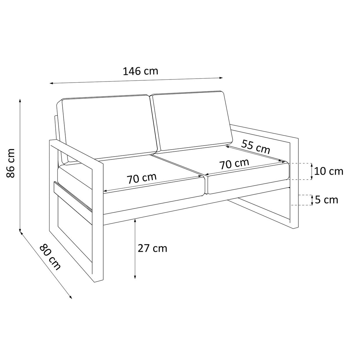 GARTENSET Stella mit Sofas und Sessel, mit Metallrahmen, Beige - Beige, Metall - Beautysofa