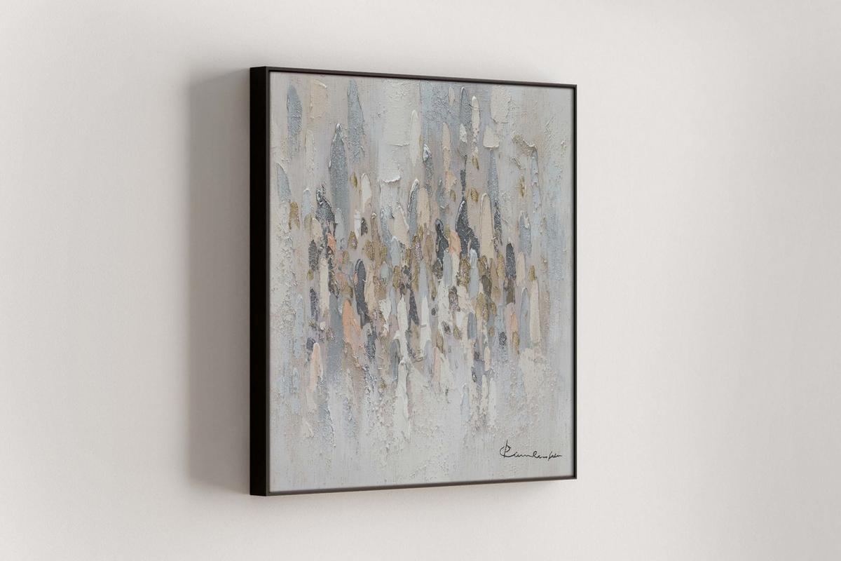 ACRYLBILD HANDGEMALT 60/60 cm - Beige/Grau, Holz/Textil (60/60cm) - KUNSTLOFT
