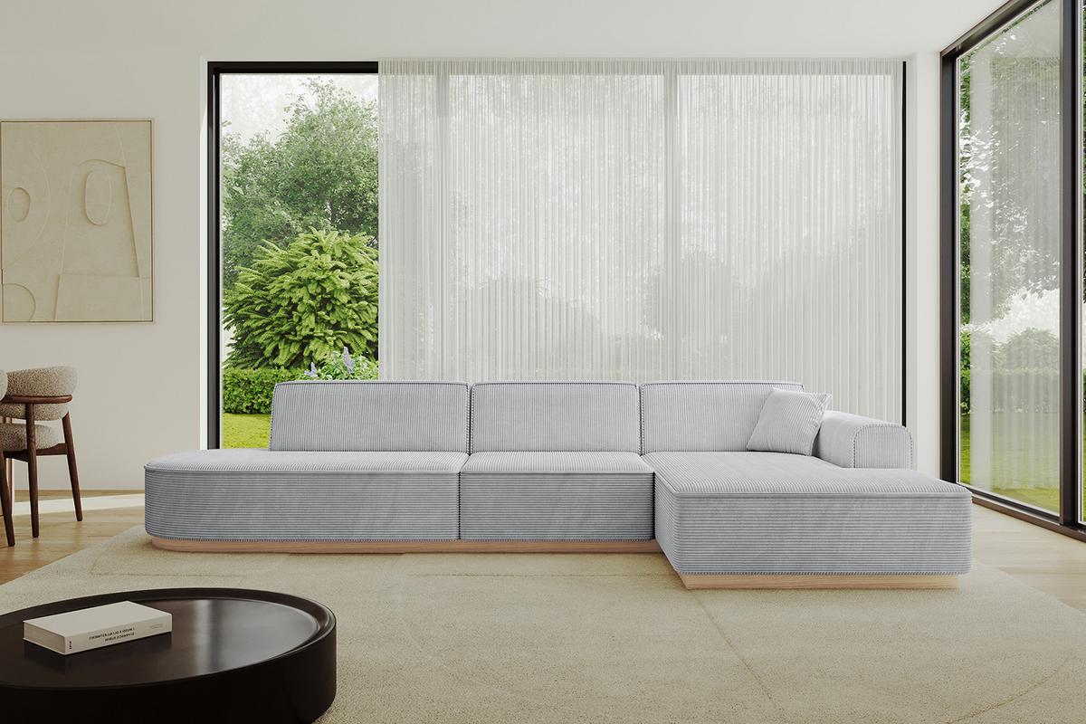 ECKSOFA Ottomane Rechts IREA-L2 - 327x165x80 cm Grau - Grau, Holzwerkstoff/Textil (327/165cm) - ALTDECOR