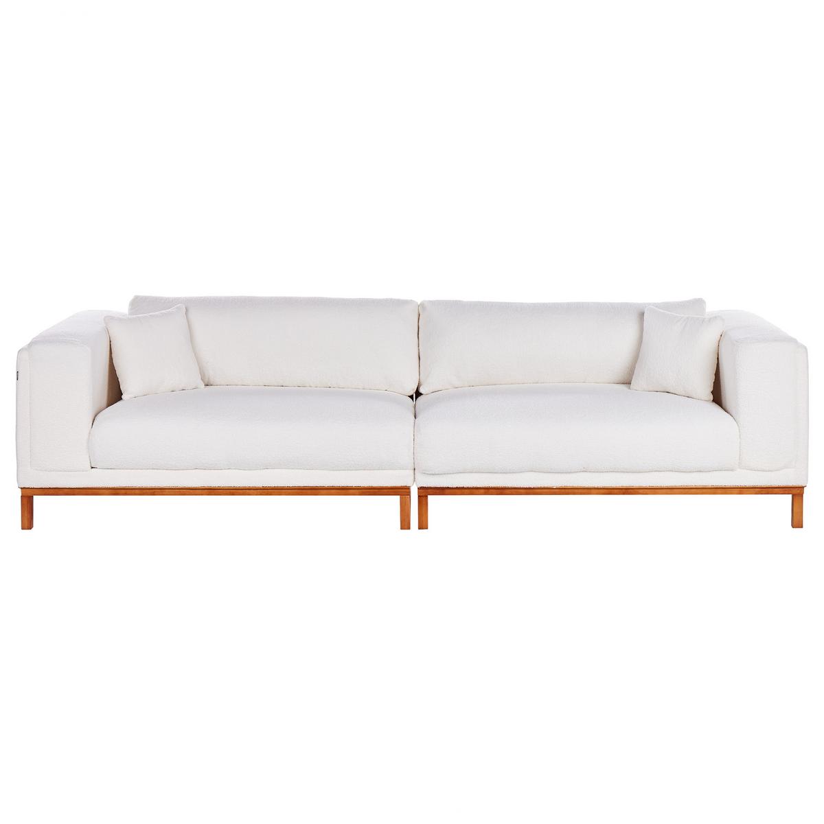 4-SITZER-SOFA Bouclé Cremeweiß Veng - Creme/Weiß, Textil (308/79/90cm) - Beliani