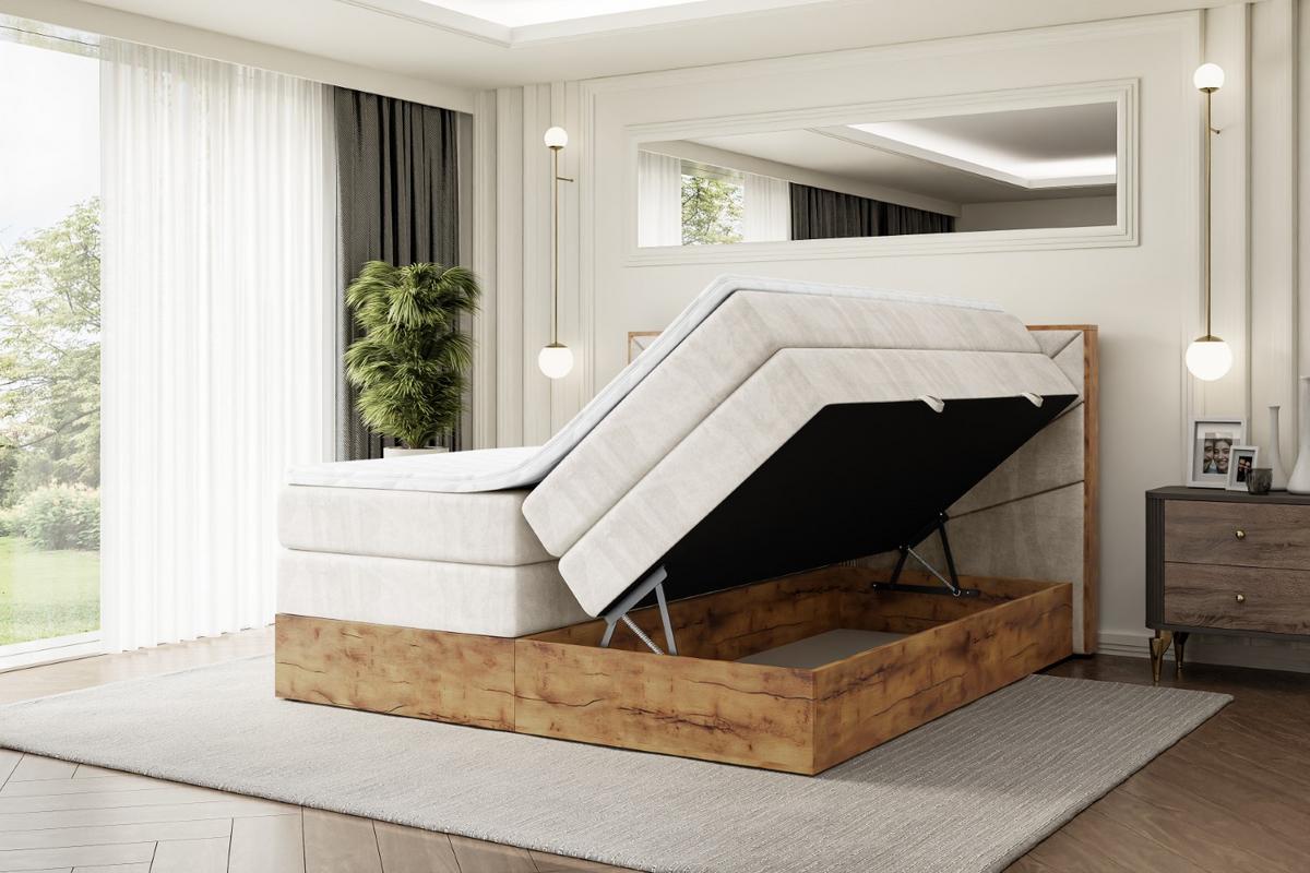 BOXSPRINGBETT mit Matratze H3|H4 und Lattenrost - LOLLI6 KING-200x200 - Beige Casablanca - Beige, Holzwerkstoff (200/200cm) - ALTDECOR
