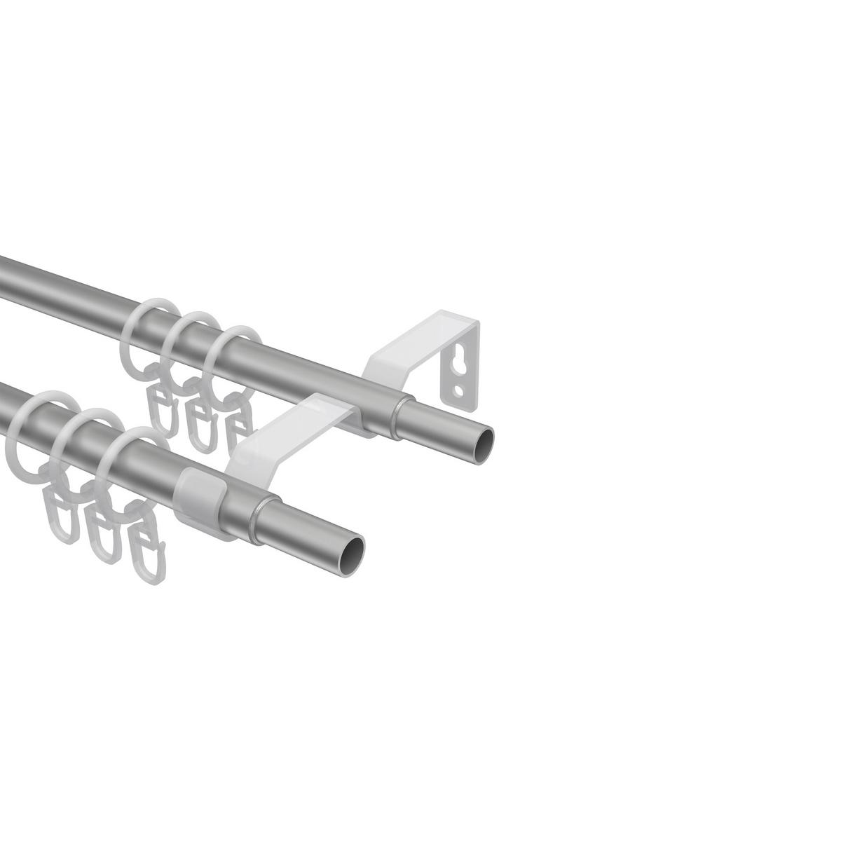 GARDINENSTANGE / TELESKOPSTANGE Hera Cone 160-300 cm, 2-läufig, 16/13 mm Ø Silbergrau - Silberfarben/Alufarben, Kunststoff/Metall (300cm) - INTERDECO