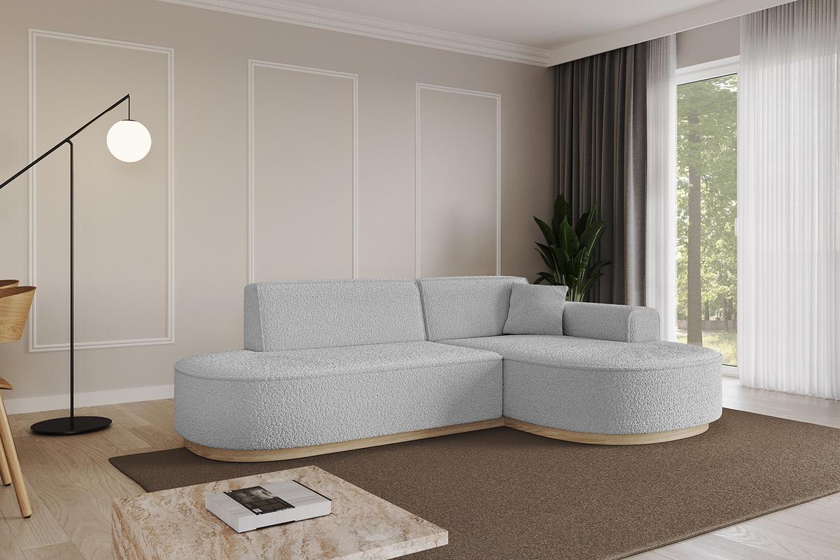 ECKSOFA Ottomane Rechts MARI-L1-v1 - 243x171x83 cm Hellgrau Bouclé - Hellgrau, Holzwerkstoff/Textil (171/243cm) - ALTDECOR