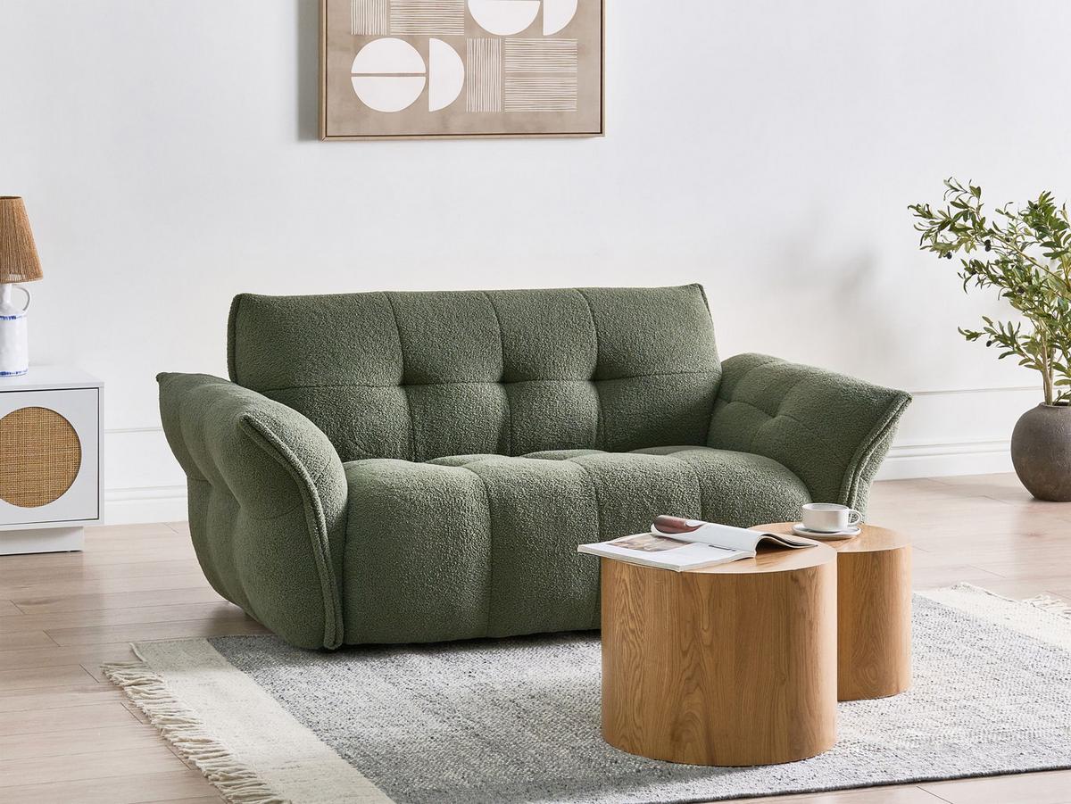 2-SITZER-SOFA Bouclé Grün Halba - Grün, Textil (174/80/85cm) - Beliani