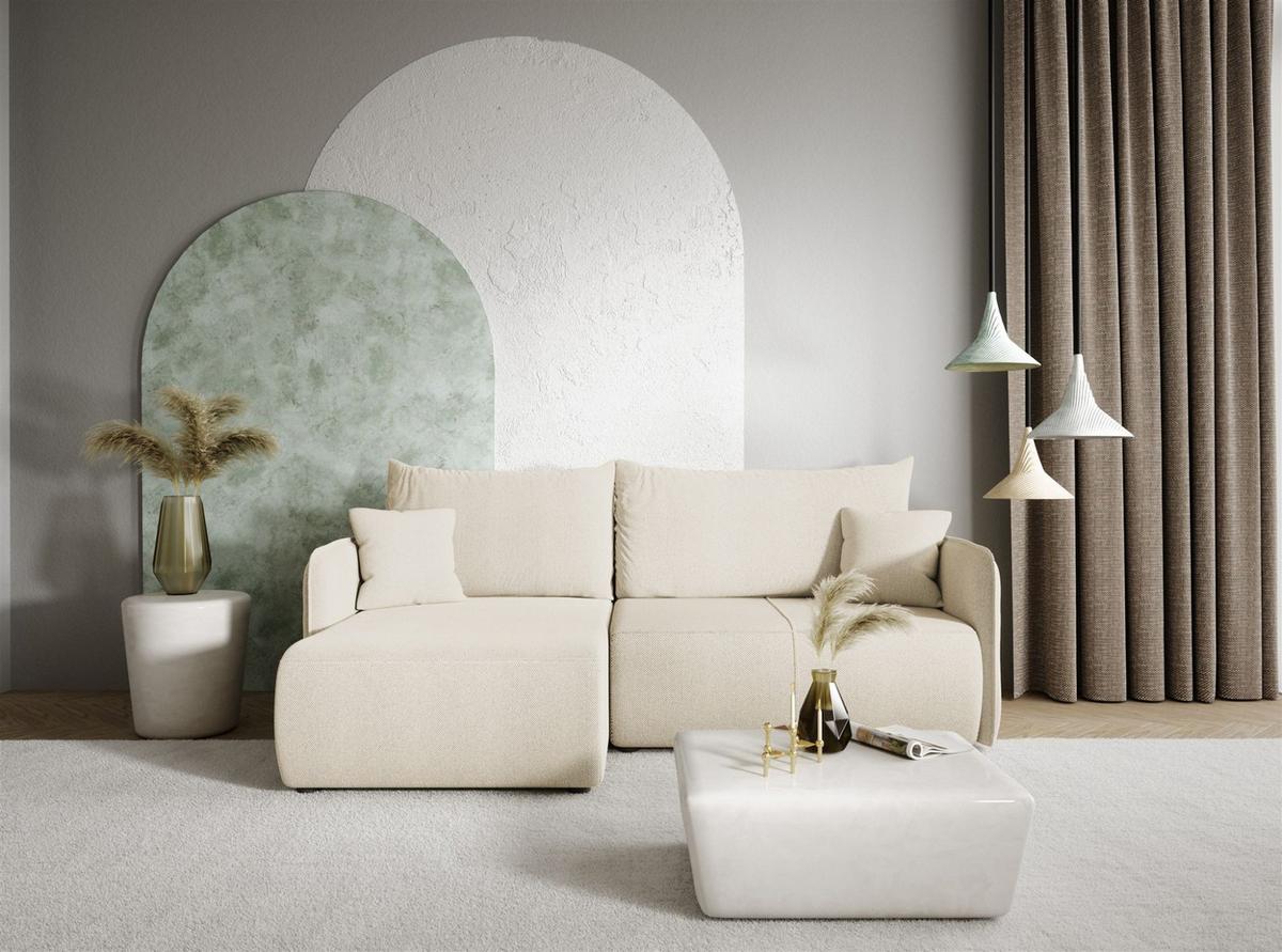 ECKSOFA Calgary - Creme, Holzwerkstoff/Textil (207/148cm) - Fun Möbel