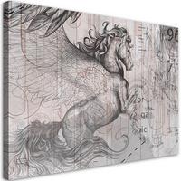 WANDBILD pegas pferd abstrakt - Grau, Textil (60/40cm) - Feeby