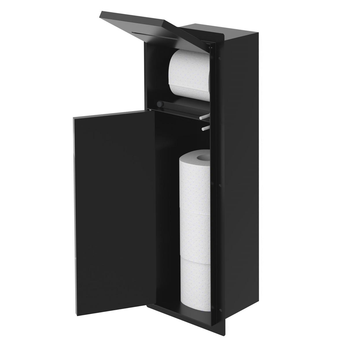 UNTERPUTZ-SCHRANKMODUL WC aus Edelstahl Schwarz matt 60x20x14 cm - Schwarz, Metall (14/60/20cm) - LuxeBath