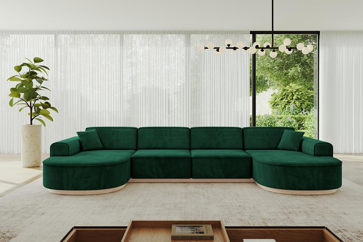 WOHNLANDSCHAFT MARI-U2-v1 - 388x171x83 cm Grün Velours - Grün, Holzwerkstoff/Textil (388/83/171cm) - ALTDECOR