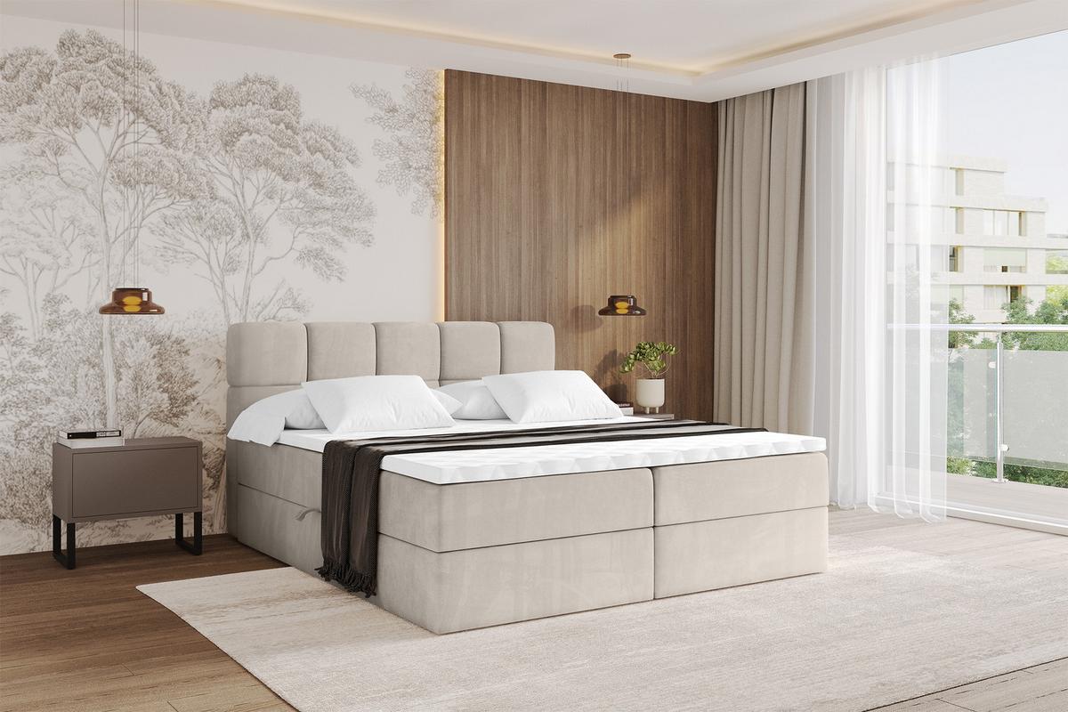 BOXBETT mit Matratze H4 - FAMA - 120x200 cm Beige Casablanca - Beige, Holzwerkstoff (120/200cm) - ALTDECOR
