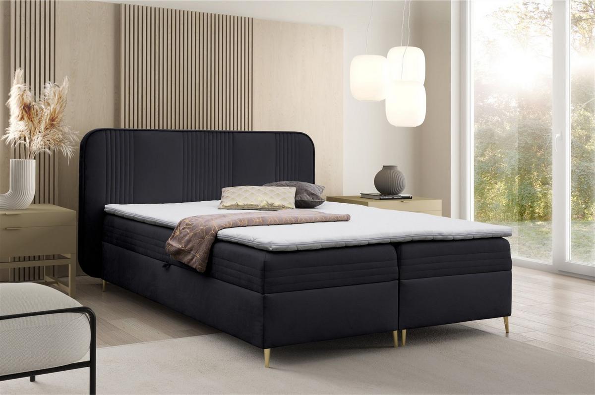 BOXBETT Alize - Schwarz, Holzwerkstoff/Textil (120/200cm) - Fun Möbel