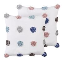 DEKOKISSEN 2er-Set Weiß 45/45 cm Bracken - Multicolor/Weiß, Textil (45/45cm) - Beliani