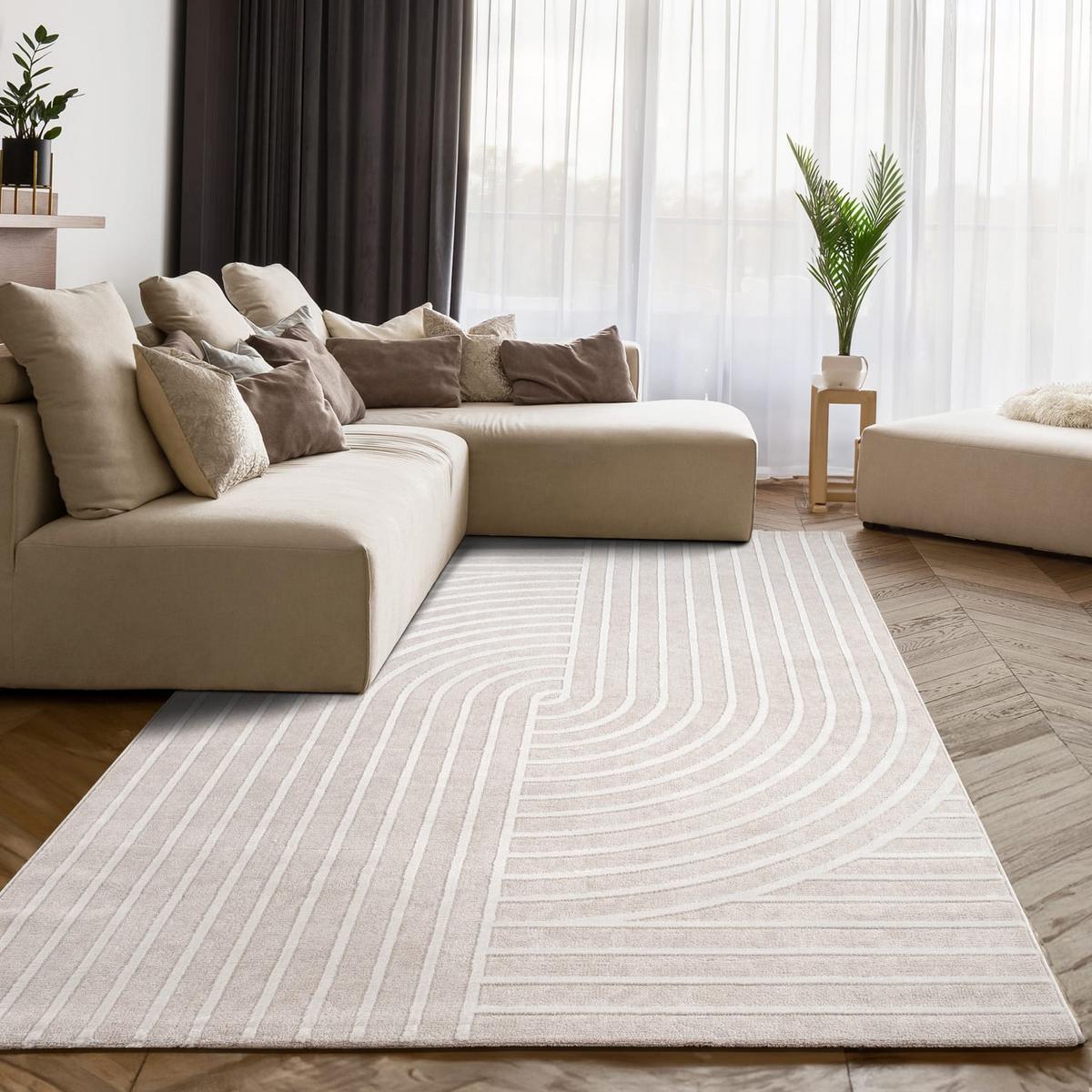 KURZFLORTEPPICH, abstrakt, Florhöhe 10 mm, Creme, 160 x 220 cm - Creme, Textil (220/160cm) - KADIMA DESIGN