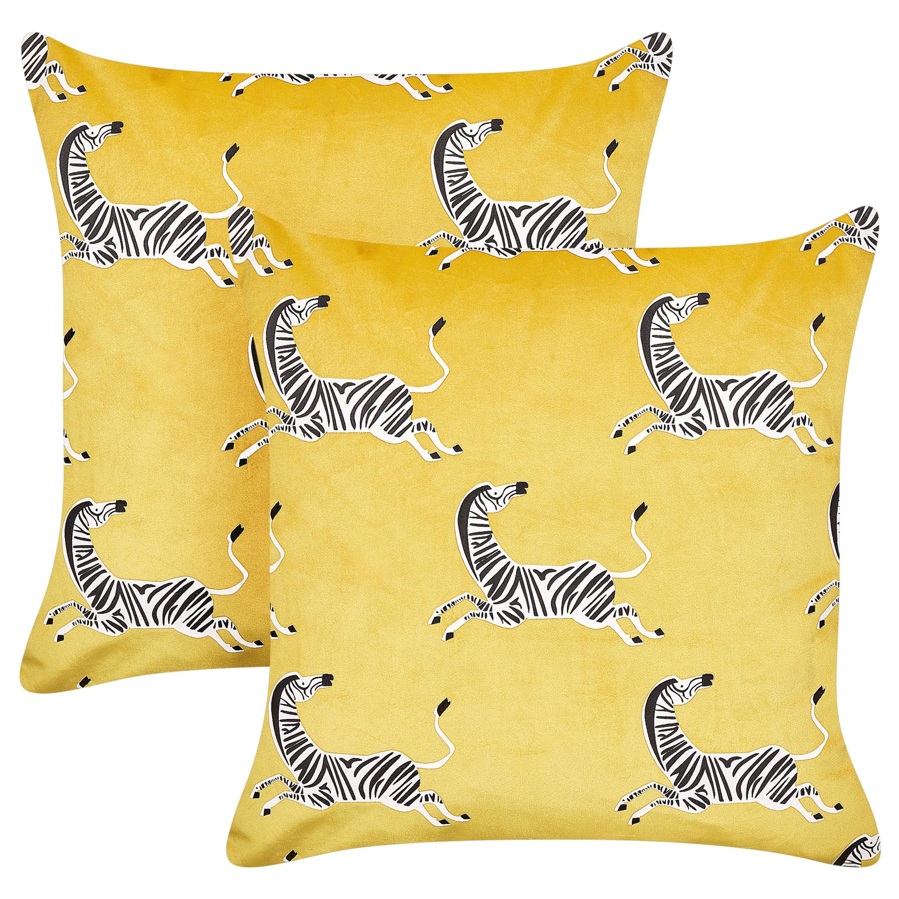 DEKOKISSEN 2er-Set Gelb 45/45 cm Aconitum - Gelb, Textil (45/45cm) - Beliani