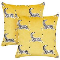 DEKOKISSEN 2er-Set Gelb 45/45 cm Aconitum - Gelb, Textil (45/45cm) - Beliani