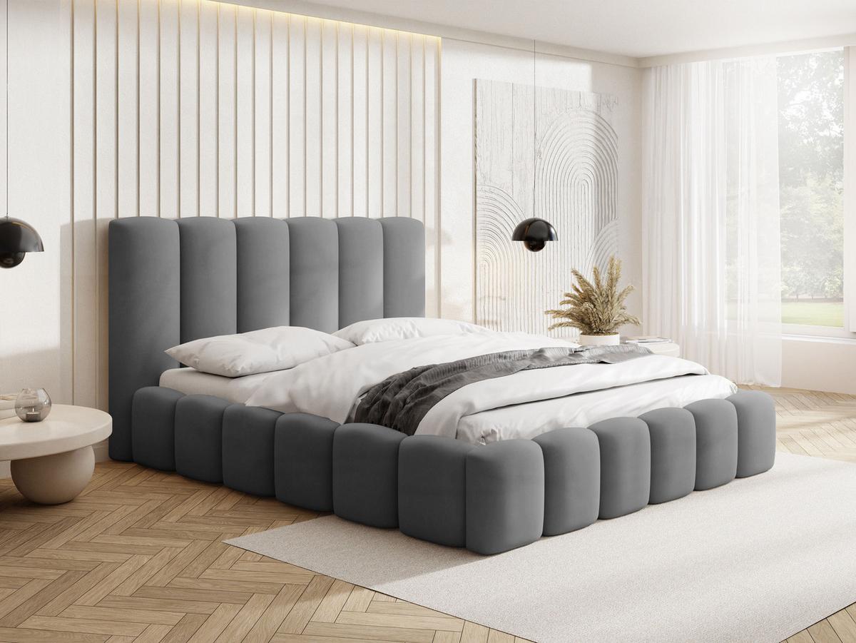 POLSTERBETT Serenity mit Bettkasten, Grau Samt 180x200 cm - Schwarz/Grau, Holzwerkstoff/Kunststoff (180/200cm) - WFL GROUP