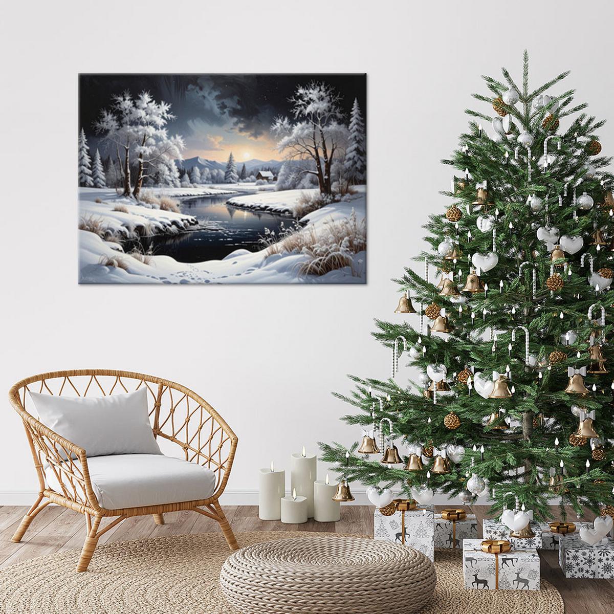 LEINWANDBILD Weihnachten 100x70cm - Schwarz, Textil (100/70cm) - Feeby