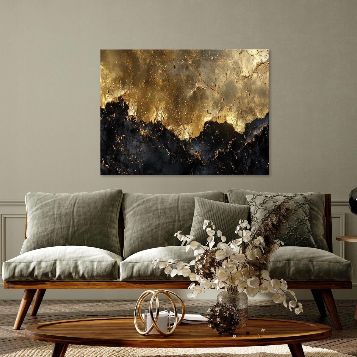 LEINWANDBILD Abstrakt Gold Schwarz 120x80 - Multicolor, Holzwerkstoff (120/80cm) - Wallarena