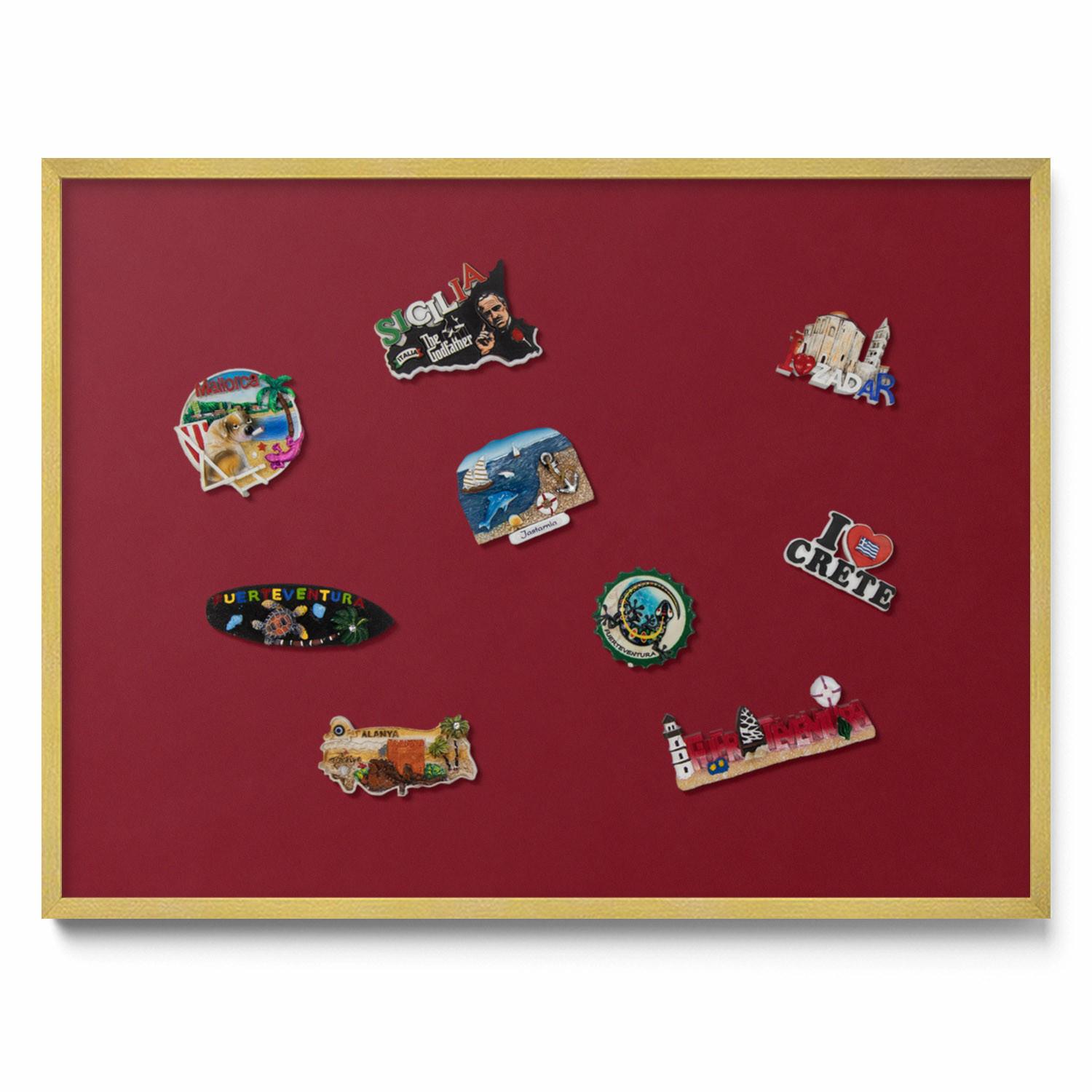 MAGNETTAFEL 80x60 cm Goldener Rahmen Burgunderrot - Rosa, Metall (80/60/0.4cm) - TULUP