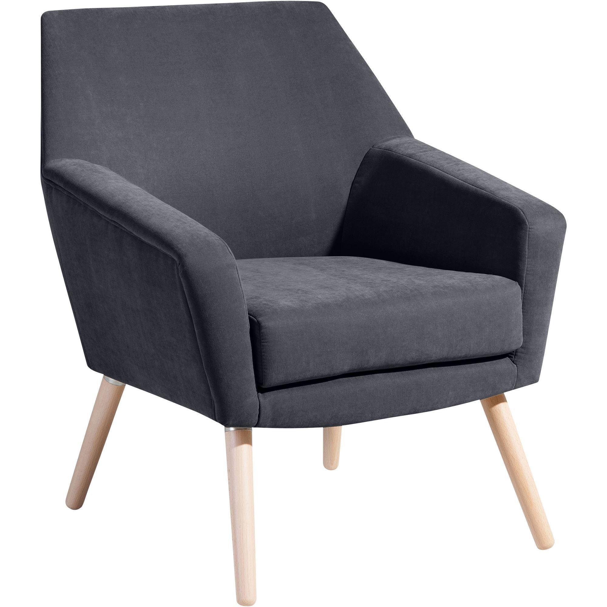 SESSEL Kachka Bezug Veloursstoff Buche natur / anthrazit - Anthrazit, Kunststoff (71/81/67cm) - 58aufmkessel