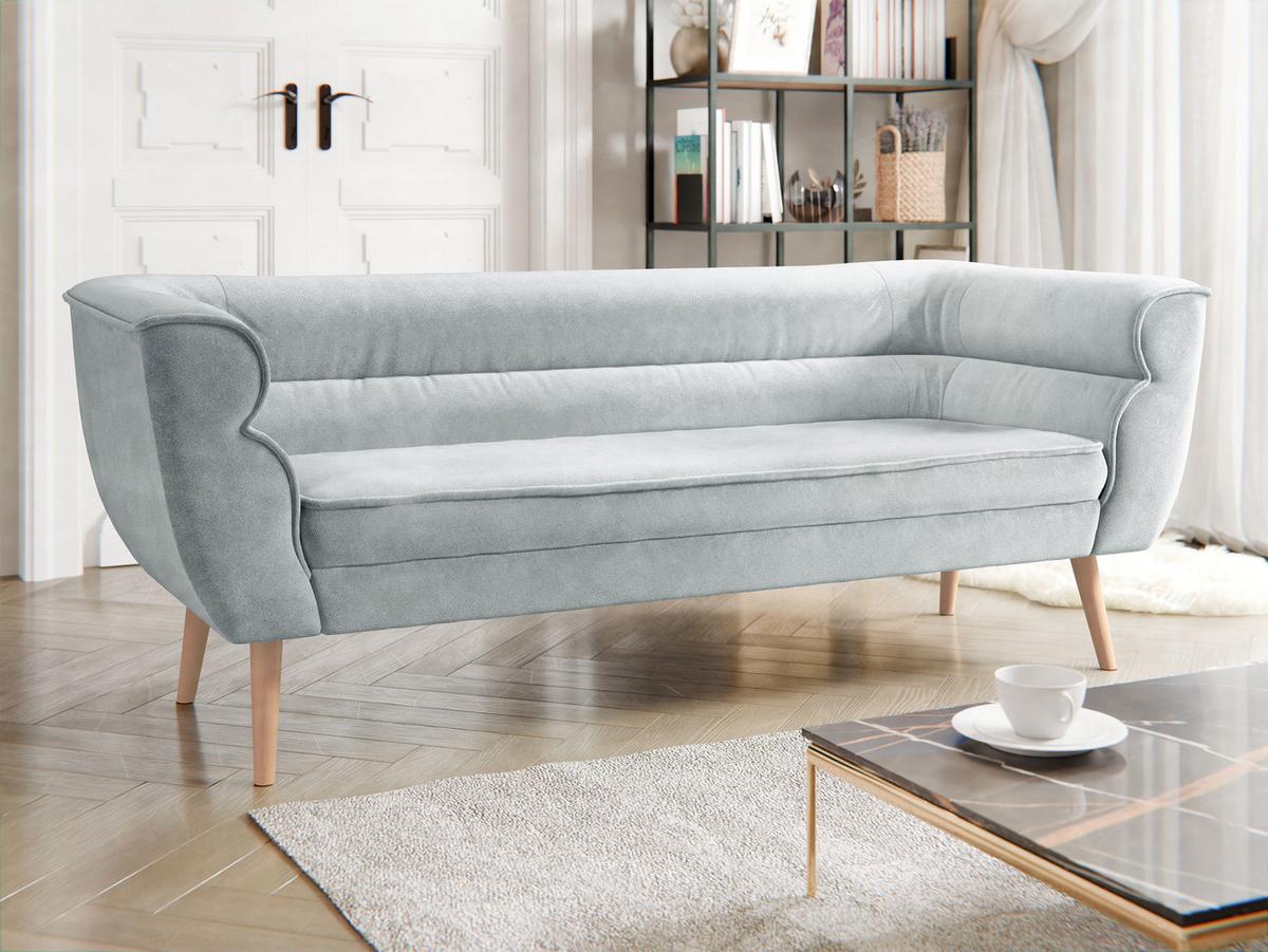 SOFA Bal 3 - Hellgrau/Naturfarben, Holz/Textil (182/75/74cm) - MIRJAN24