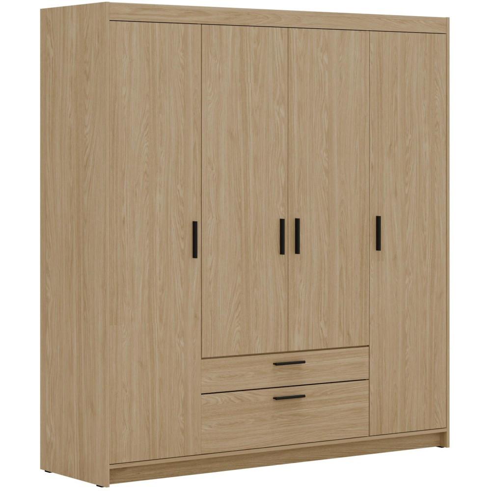 DREHTÜRENSCHRANK Elena mit 4 Türen und 2 Schubladen, ohne Spiegel Eiche Geölt - Eichefarben, Holzwerkstoff (176/190/53cm) - Beautysofa