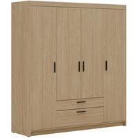 DREHTÜRENSCHRANK Elena mit 4 Türen und 2 Schubladen, ohne Spiegel Eiche Geölt - Eichefarben, Holzwerkstoff (176/190/53cm) - Beautysofa