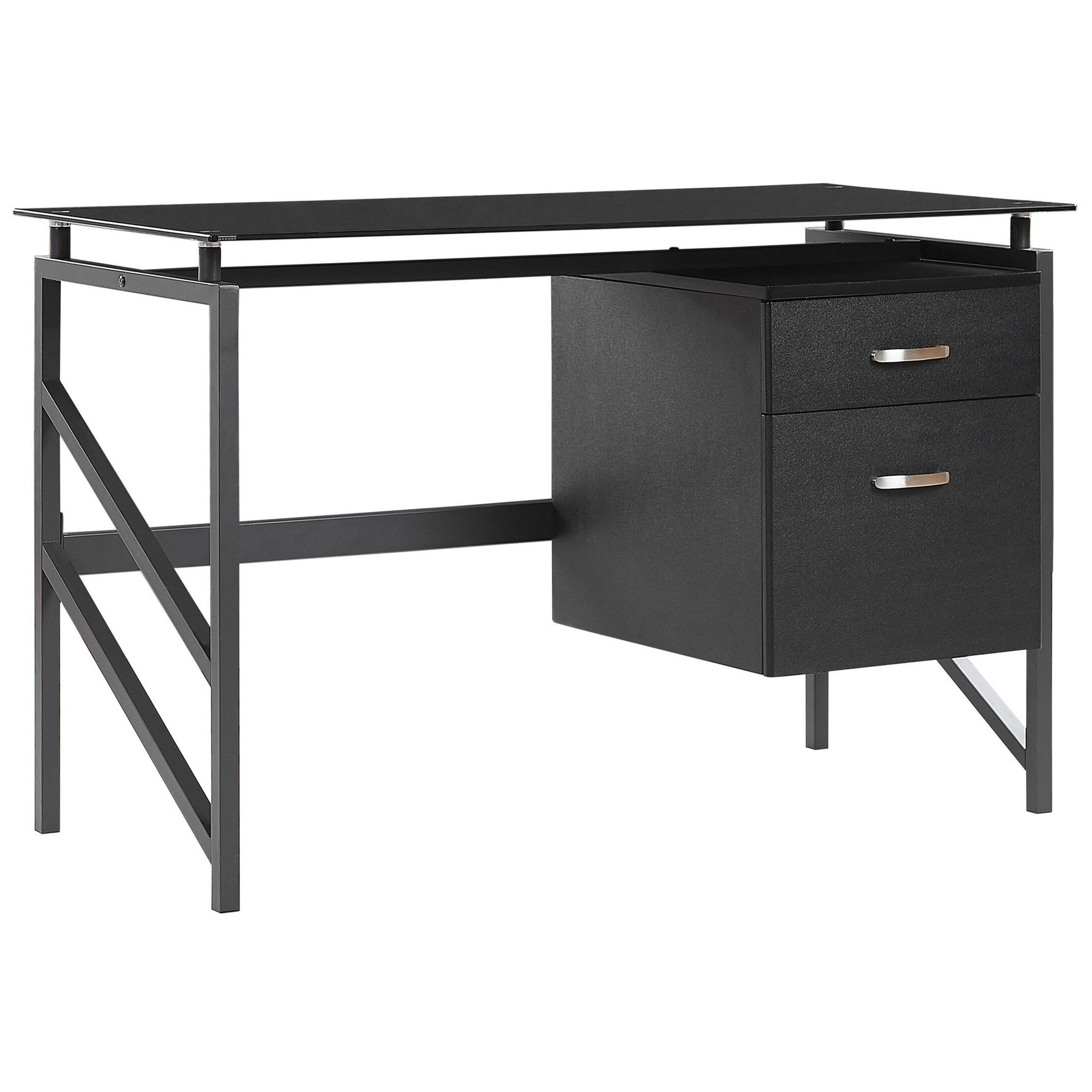 SCHREIBTISCH schwarz 117/57/76 cm Moriton - Schwarz, Holzwerkstoff (57/117/76cm) - Beliani