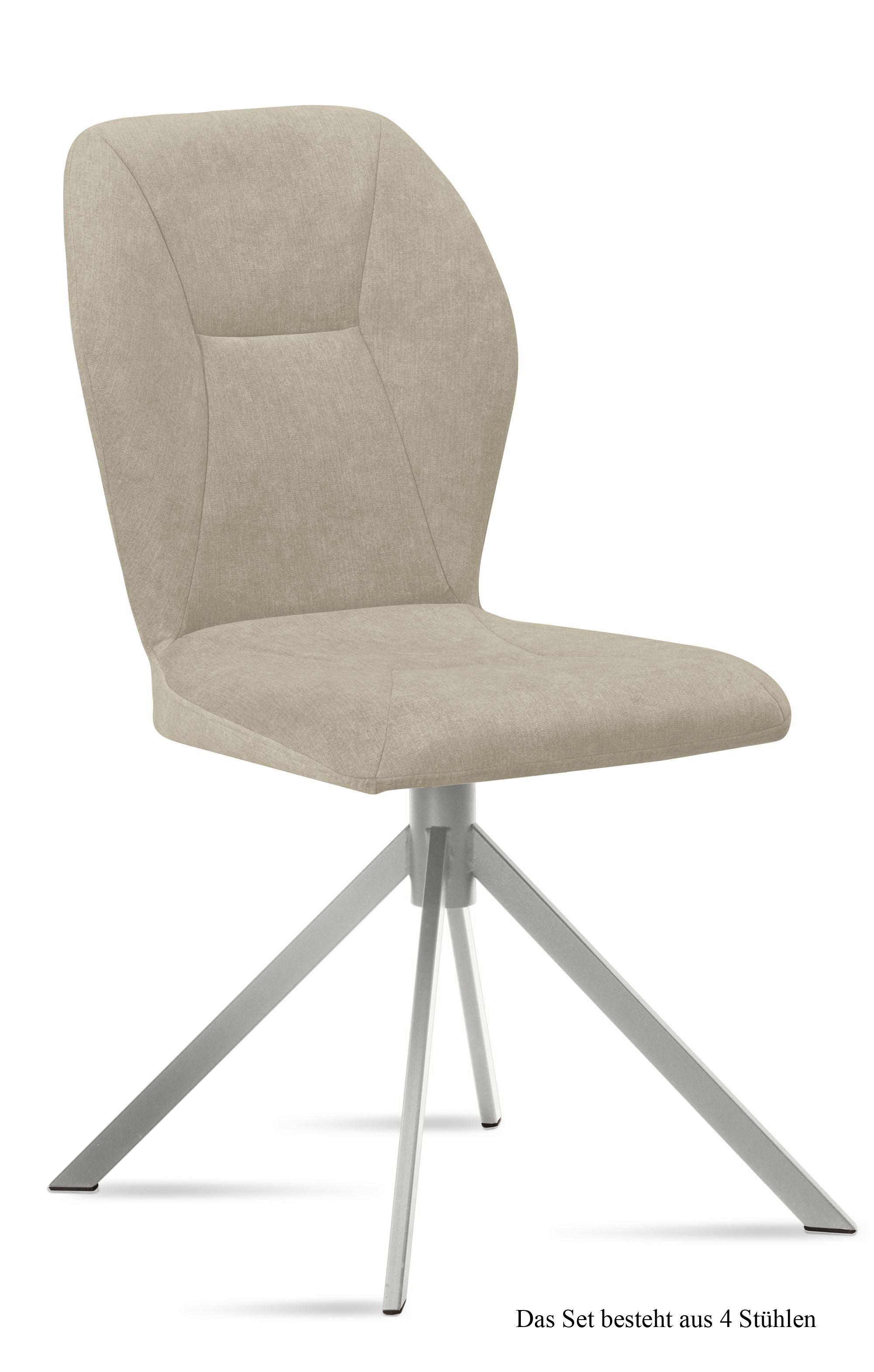 ESSZIMMERSTUHL (4er-Set) Dorthy 51x92x60 Edelstahl/Natur - Edelstahlfarben/Naturfarben, Kunststoff (60/92/51cm) - 58aufmkessel