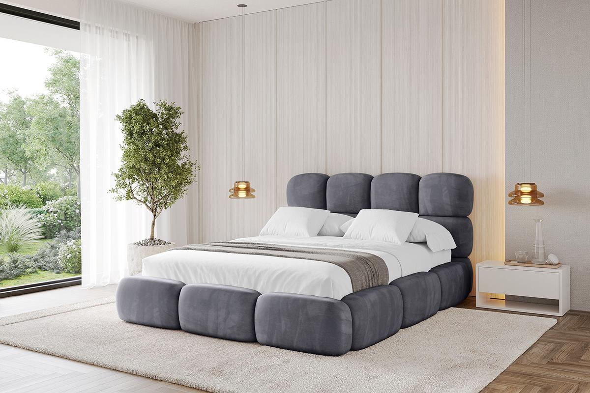POLSTERBETT mit Bettkasten und Lattenrost, Bett mit Matratze H3/H4 - NOMA 180x200 Dunkelgrau - Dunkelgrau, Holzwerkstoff/Textil (180/200cm) - ALTDECOR