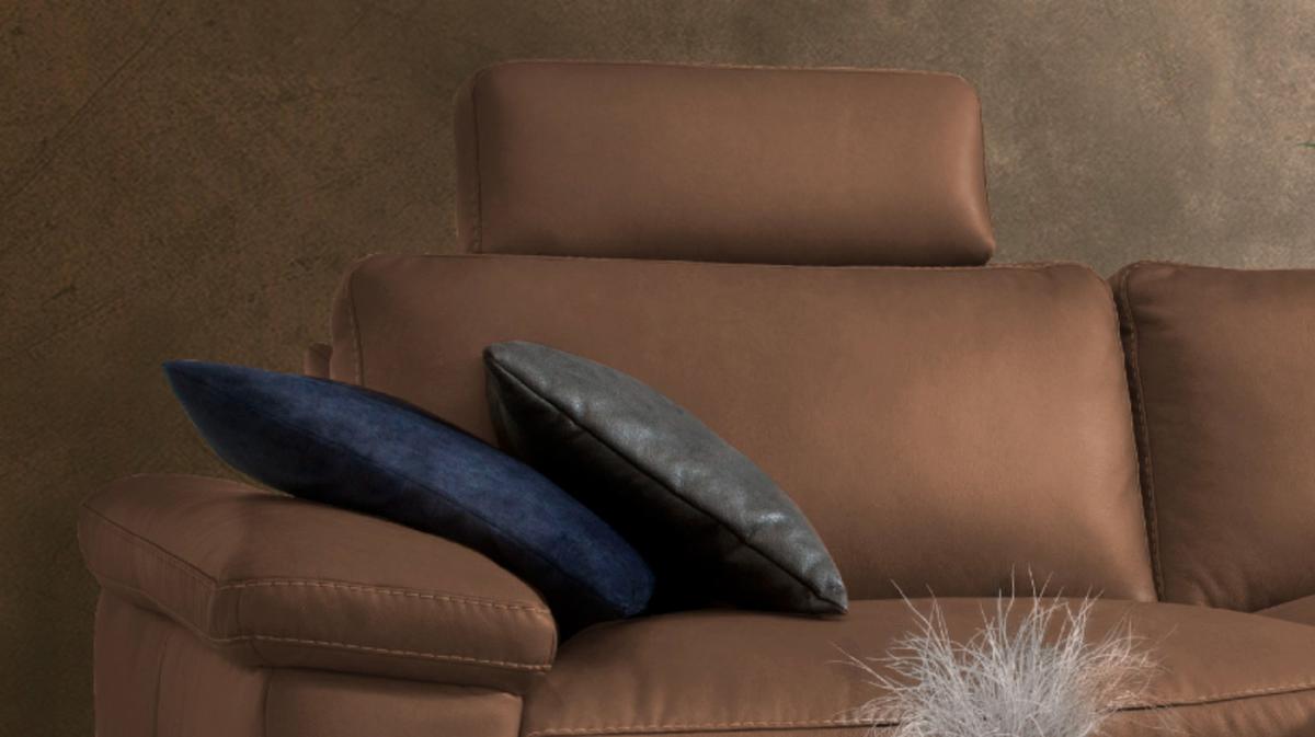 ECKSOFA MOTORISCHER RELAXFUNKTION LOLA Braun Leder Relaxfunktion - Schwarz/Braun, Leder (233/178cm) - KAWOLA