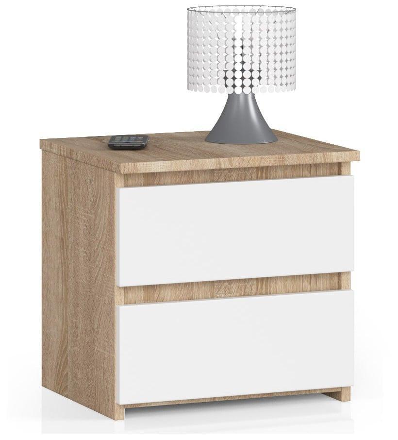 NACHTTISCH Eiche Sonoma, Weiß 40/40/35 - Weiß, Holzwerkstoff (40/40/35cm) - RAUMHIRSCH FURNITURE