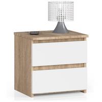 NACHTTISCH Eiche Sonoma, Weiß 40/40/35 - Weiß, Holzwerkstoff (40/40/35cm) - RAUMHIRSCH FURNITURE