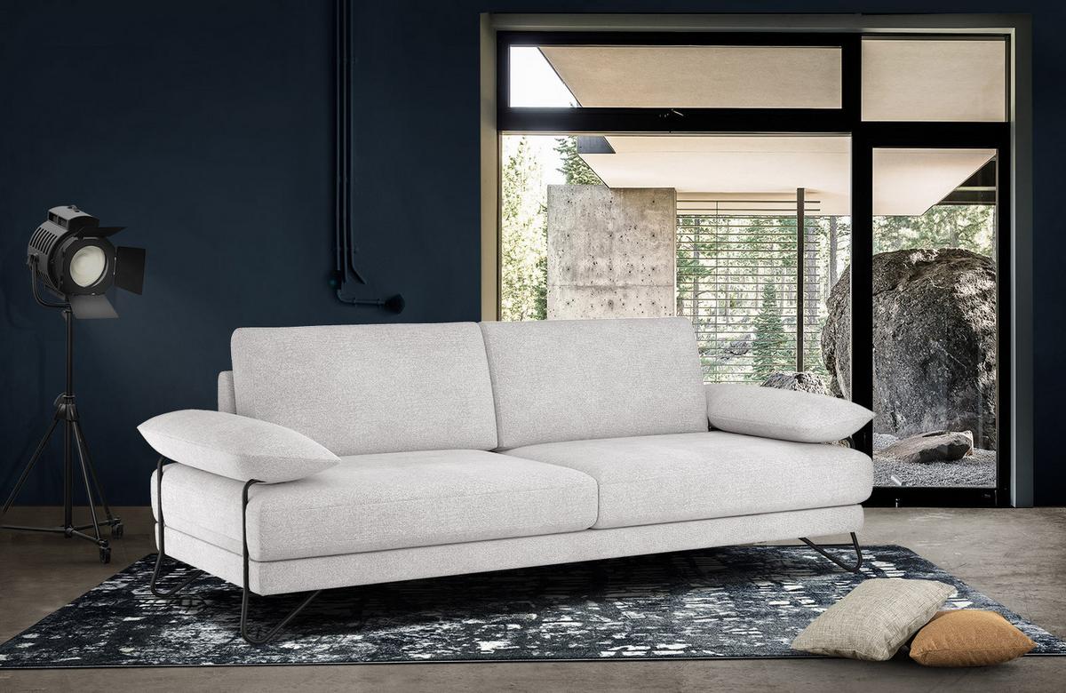 SOFA LORI 3-Sitzer, creme - Creme/Schwarz, Holzwerkstoff/Textil (245/87/96cm) - Wozimo