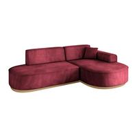 ECKSOFA Ottomane Rechts MARI-L1-v2 - 243x171x83 cm Bordeaux Velours - Bordeaux, Holzwerkstoff/Textil (171/243cm) - ALTDECOR
