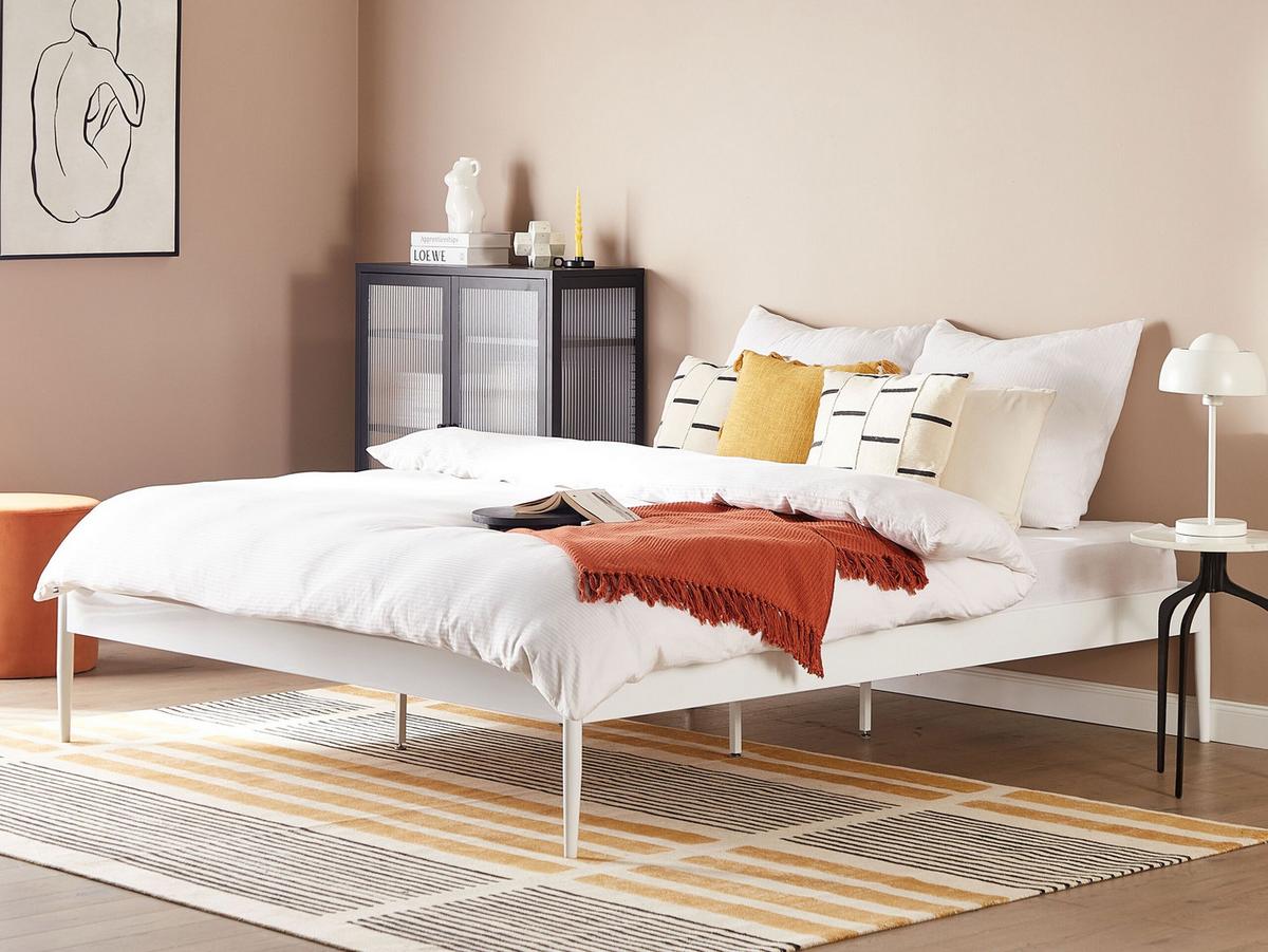 BETT mit Lattenrost 180x200 cm Weiß Vaurs - Weiß, Metall (180/200cm) - Beliani