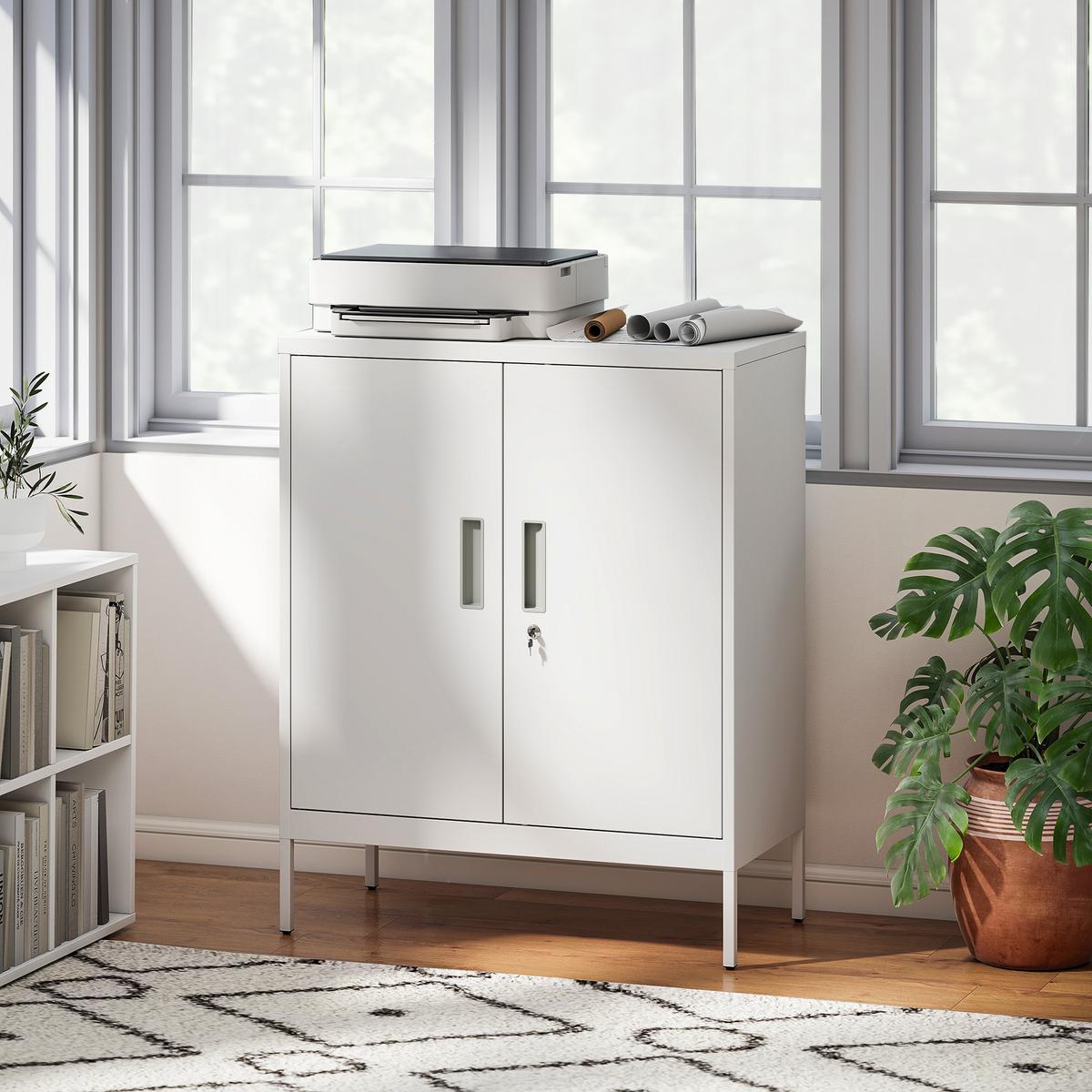 AKTENSCHRANK Stahl Weiß - Weiß, Metall (40/100/80cm) - HOMCOM