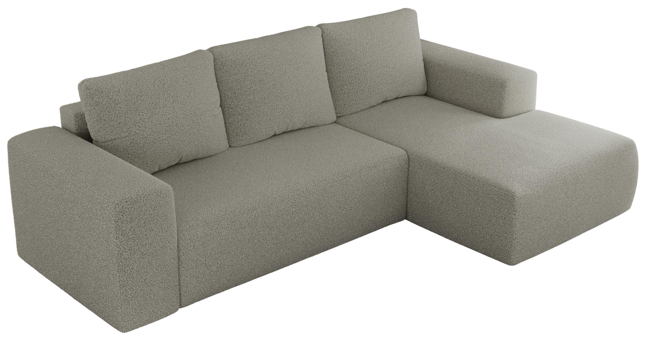 ECKSOFA TRENTINO L Hellgrau Boucle - Rechts - Hellgrau/Schwarz, Kunststoff/Textil (164/266cm) - MKS
