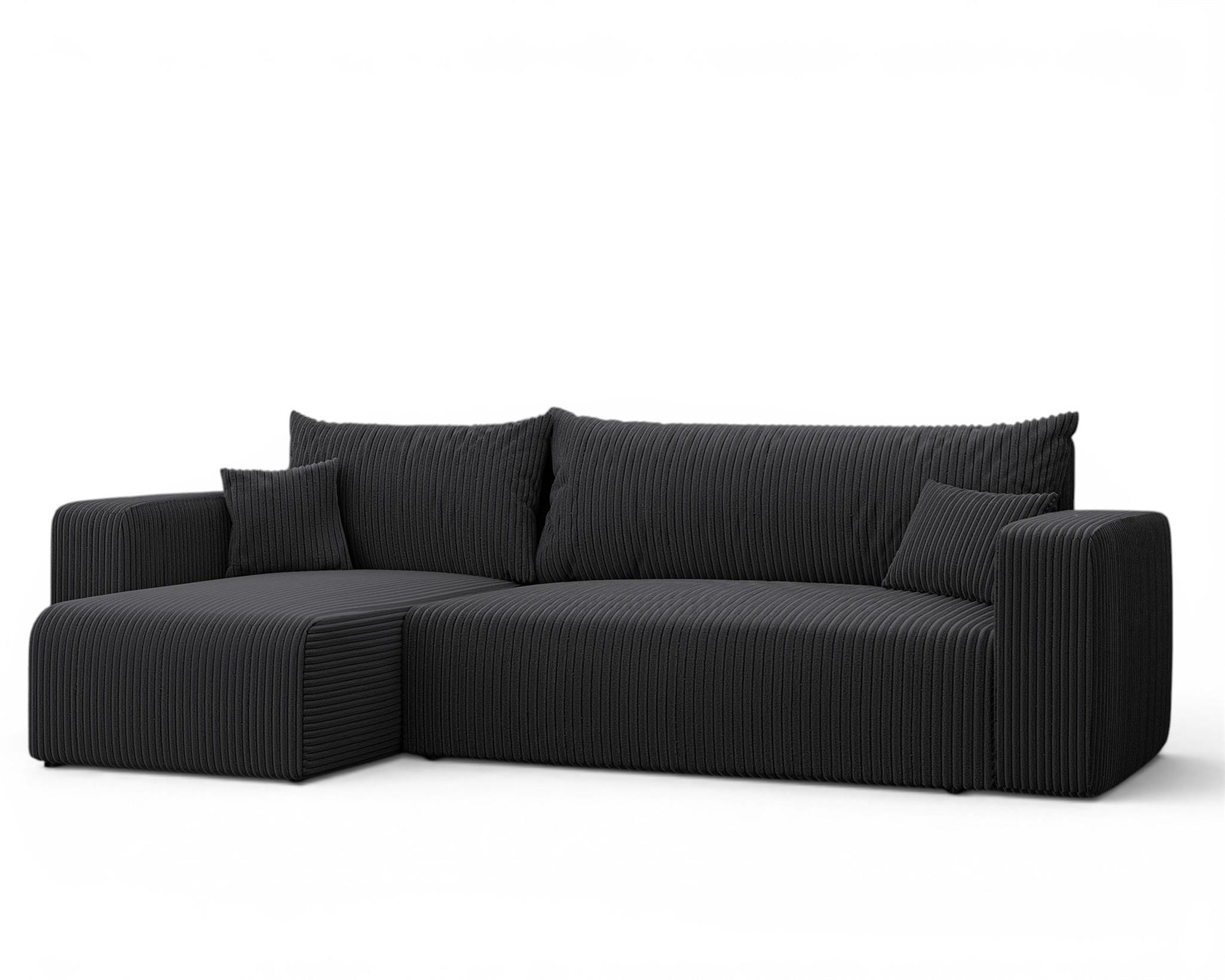 ECKSOFA Luna Mit Schlaffunktion - Dunkelgrau, Holzwerkstoff/Textil (248/145cm) - Fun Möbel