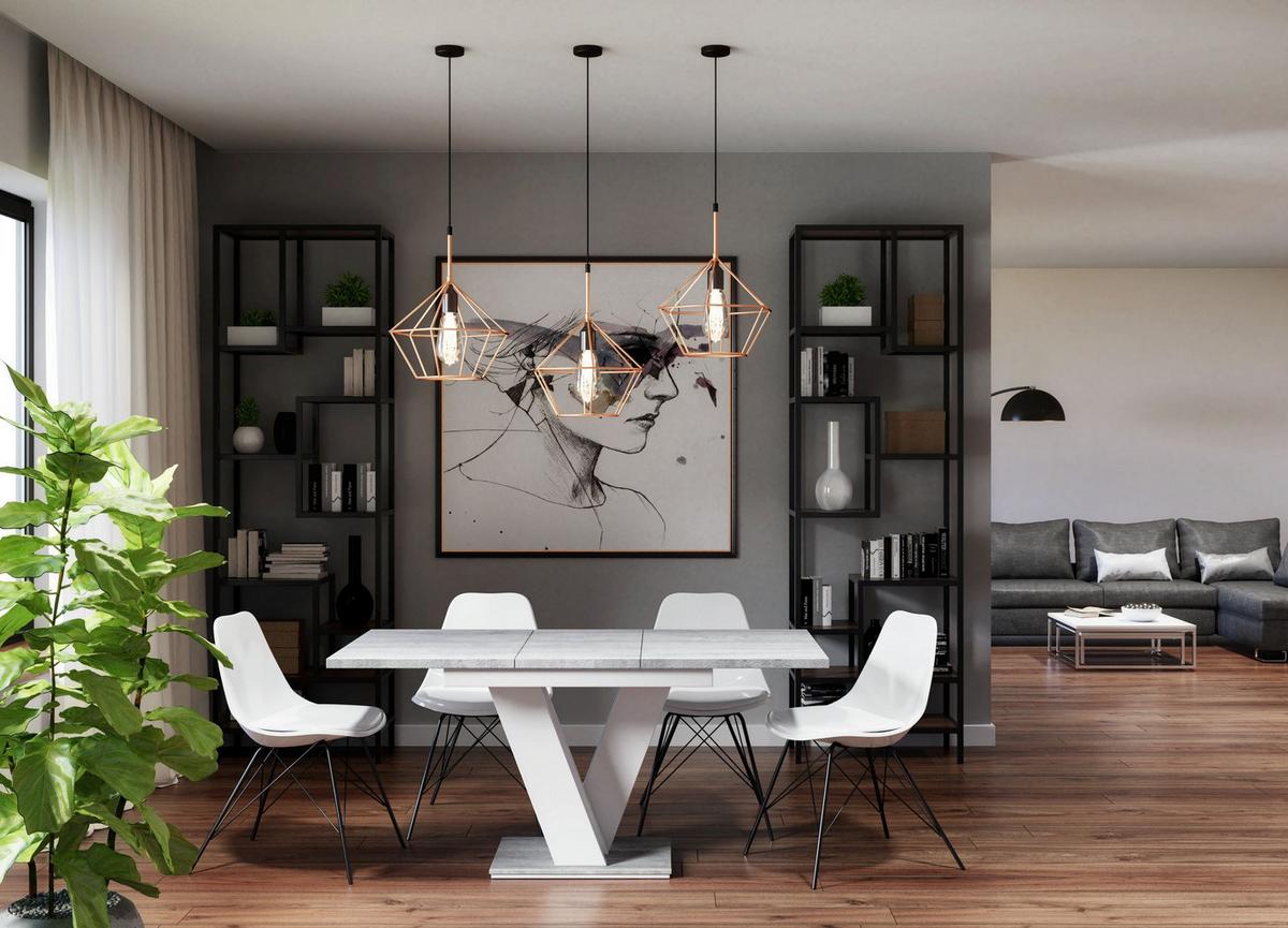 ESSTISCH MASSAR Ausziehbar 120 - 160 / 80 x 76 cm - Weiß/Grau, Holz (120/80/76cm) - MASSENO