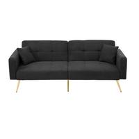 SCHLAFSOFAS mit verstellbarer Rückenlehne und Goldenen Beinen - Grau, Holzwerkstoff/Textil (175/72/64cm) - Urban Meuble