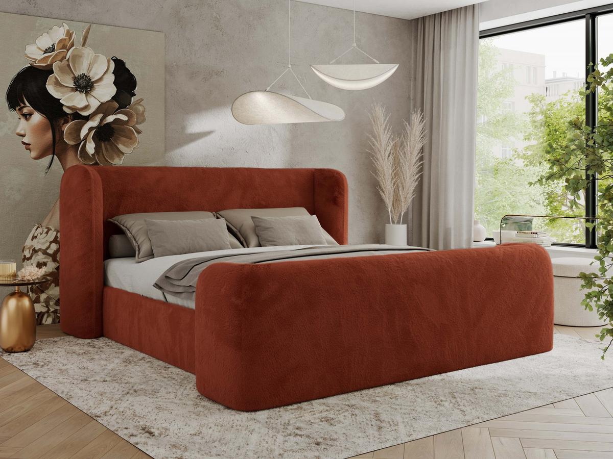 POLSTERBETT EMORA CLASSIC DUO 160/200 - Orange Plüsch - Multipocket-Matratze - Orange, Textil (160/200cm) - MKS