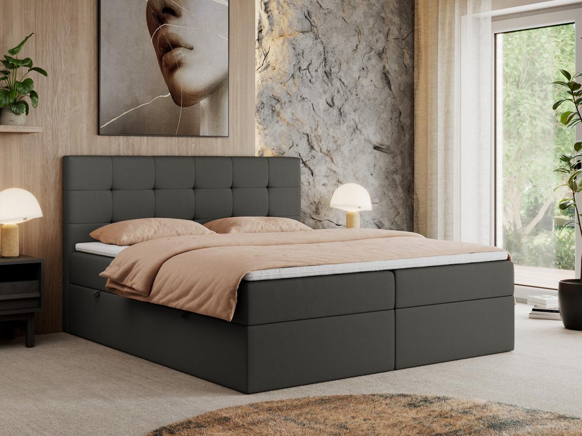 BOXBETT CENTO 120/200 Dunkelgrau Kunstleder - H3 - Dunkelgrau, Holz/Textil (120/200cm) - MKS