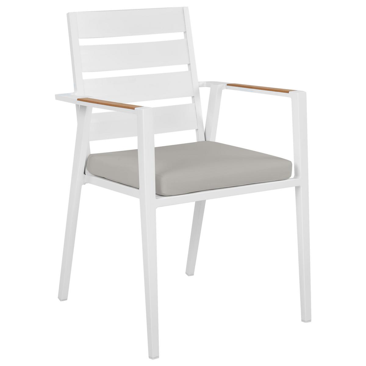 GARTENTISCH-SET 4-Sitzer Weiß Maletto/Taviano - Hellbraun/Weiß, Metall - Beliani